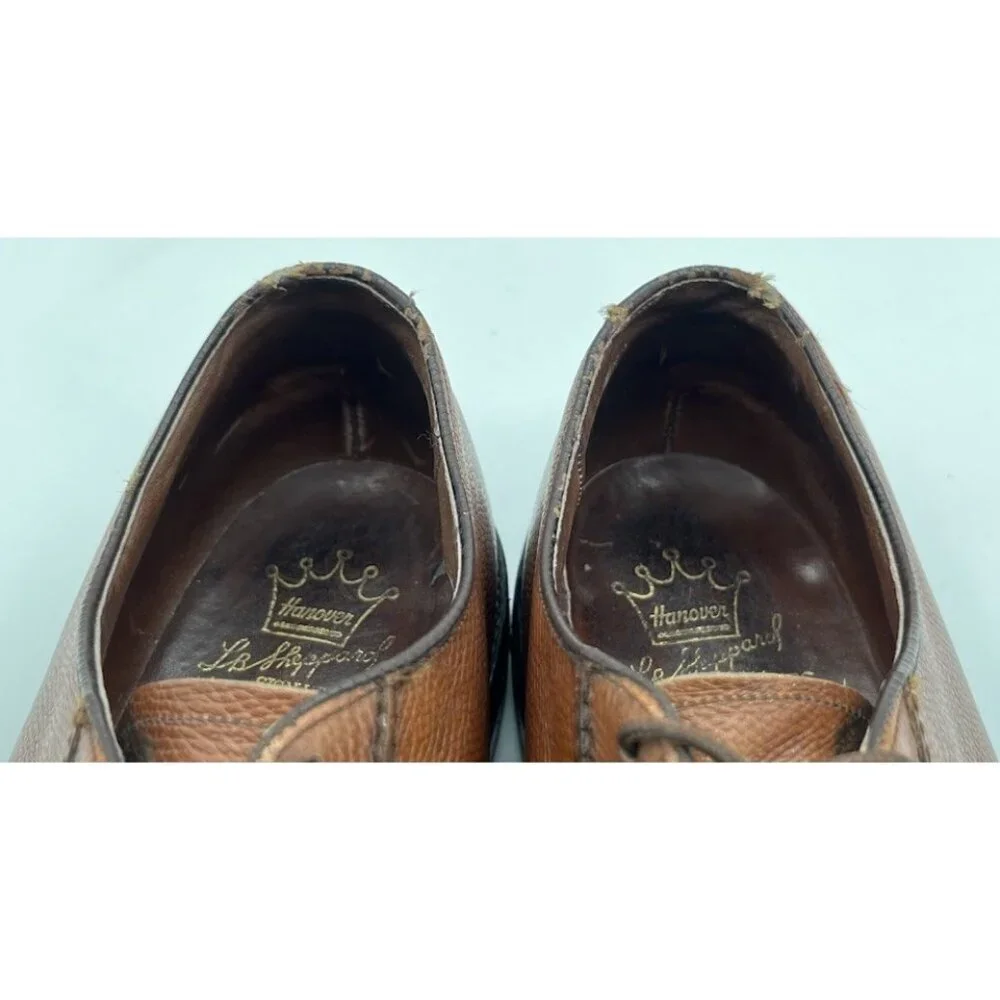 Hanover LB Sheppard Vtg Shoes Derby Pebbled Brown Leather 11 C/R Goodyear Welt